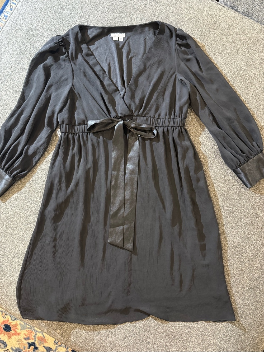 London Times Black V-Neck Tie-Waist Dress - Women